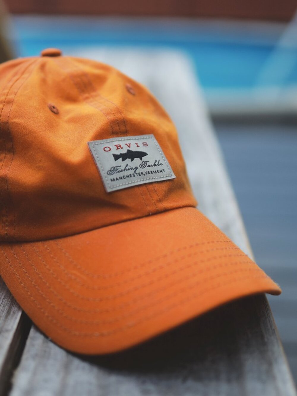 Orvis Orange Waxed Cotton Fishing Hat Adjustable Dad Cap